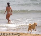 Nudist and dog on Calblanque beach